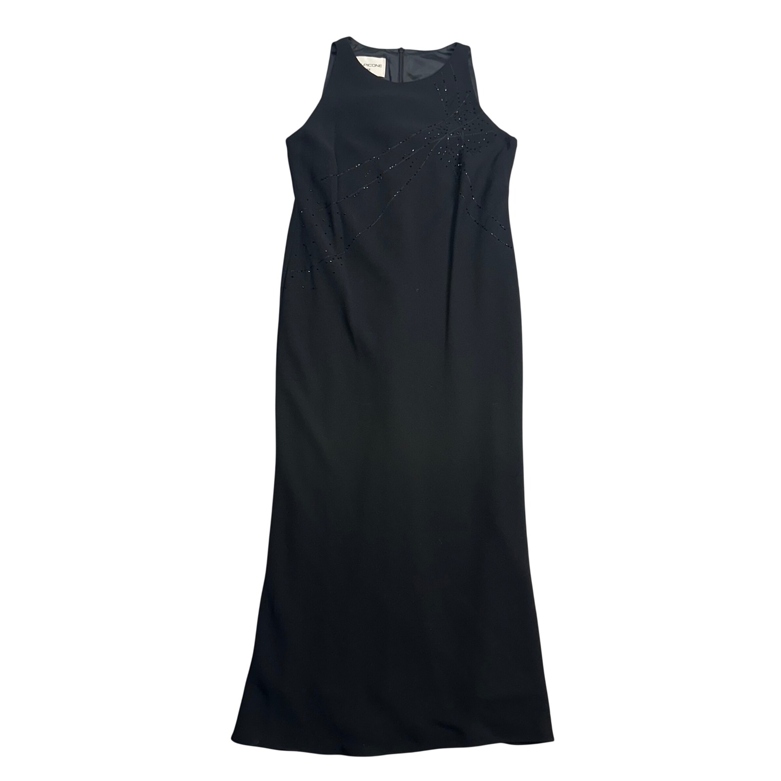 Vintage Evan-Picone Petite Black Beaded Dress Sleeveless Evening Gown 2p New